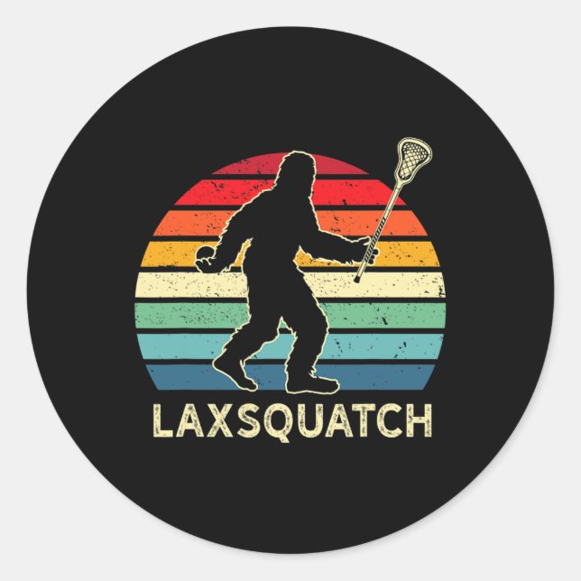 Funny Bigfoot Lacrosse Lax Sasquatch Lacrosse Team Classic Round Sticker (Front)