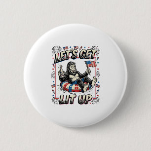 Funny Bigfoot Let’s Get Lit Up Patriotic 6 Cm Round Badge