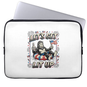 Funny Bigfoot Let’s Get Lit Up Patriotic Laptop Sleeve