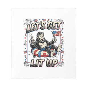 Funny Bigfoot Let’s Get Lit Up Patriotic Notepad