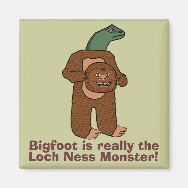 Funny Bigfoot Loch Ness Monster Magnet (Front)