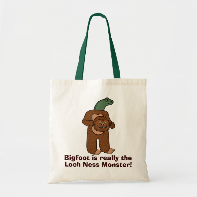 Funny Bigfoot Loch Ness Monster Tote Bag (Front)