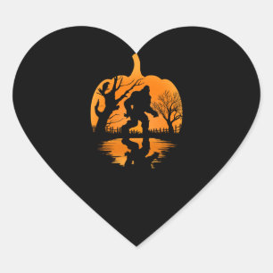 Funny Bigfoot Lover Halloween Gift - Halloween Heart Sticker