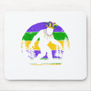 Funny Bigfoot Mardi Gras Sasquatch Artwork Mouse Mat