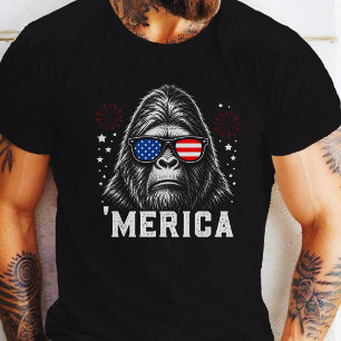 Funny Bigfoot Merica 4th of July Sunglasses T-Shirt