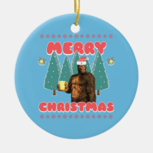 Funny Bigfoot - Merry Christmas Ceramic Tree Decoration