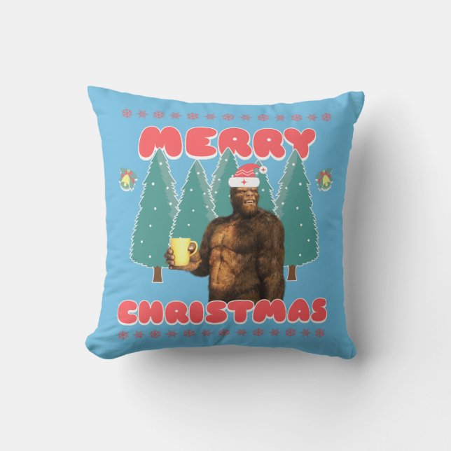 Funny Bigfoot - Merry Christmas Cushion (Front)