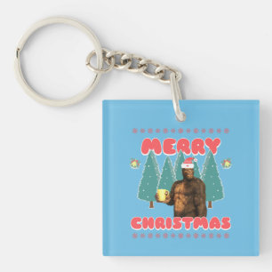 Funny Bigfoot - Merry Christmas Key Ring