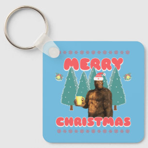 Funny Bigfoot - Merry Christmas Key Ring