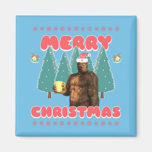 Funny Bigfoot - Merry Christmas Magnet