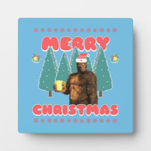 Funny Bigfoot - Merry Christmas Plaque