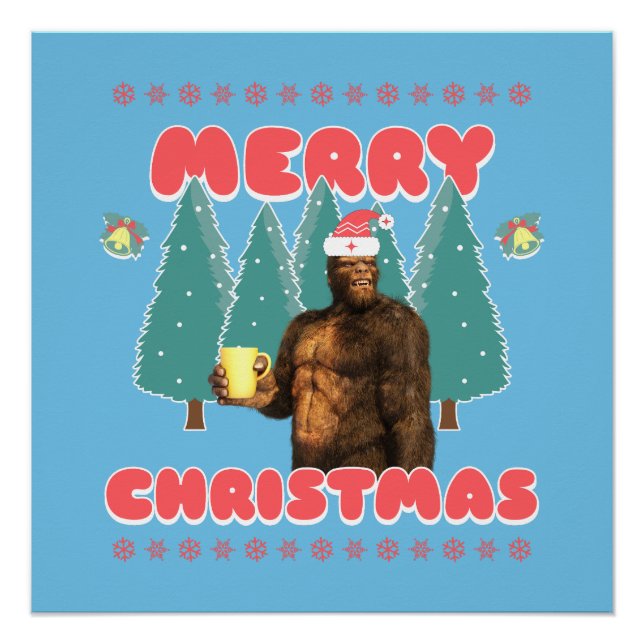 Funny Bigfoot - Merry Christmas Poster (Front)