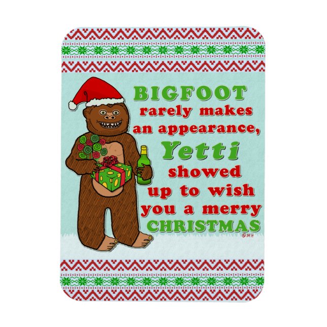 Funny Bigfoot Merry Christmas Sasquatch Pun Magnet (Vertical)