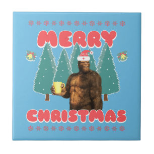 Funny Bigfoot - Merry Christmas Tile