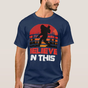 Funny Bigfoot Middle Finger Believe in This Sunset T-Shirt