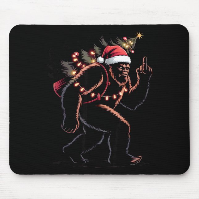 Funny Bigfoot Middle Finger Christmas Sasquatch An Mouse Mat (Front)