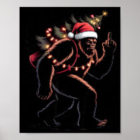 Funny Bigfoot Middle Finger Christmas Sasquatch An