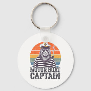 Funny Bigfoot Motor Boat Captain Key Ring