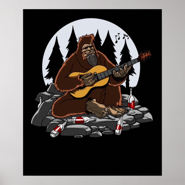 Funny Bigfoot Mountain Camping Hiking Poster (Front)