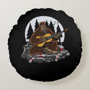 Funny Bigfoot Mountain Camping Hiking Round Cushion