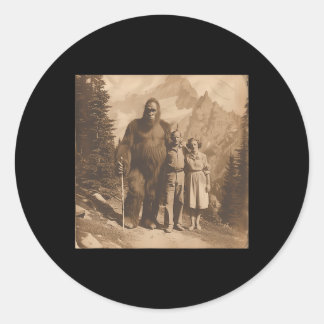 Funny Bigfoot Photo Vintage Hiking Sasquatch Bigfo Classic Round Sticker