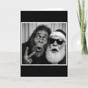 Funny Bigfoot Photobooth With Santa Christmas Xmas Card