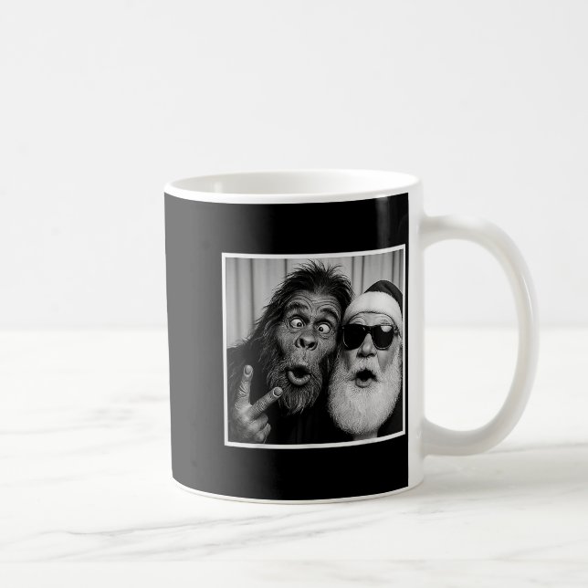 Funny Bigfoot Photobooth With Santa Christmas Xmas Coffee Mug (Right)
