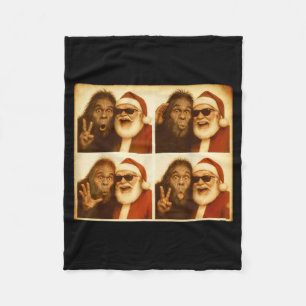 Funny Bigfoot Photobooth With Santa Christmas Xmas Fleece Blanket