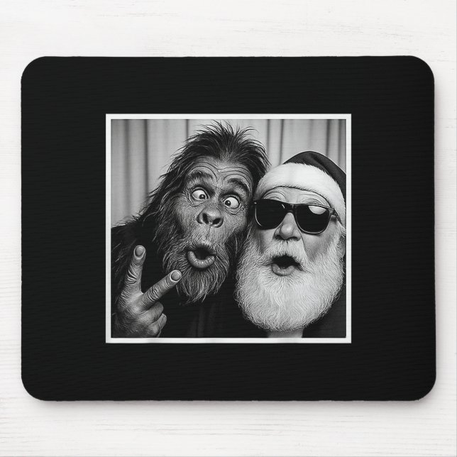 Funny Bigfoot Photobooth With Santa Christmas Xmas Mouse Mat (Front)