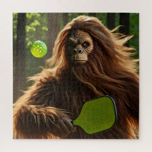 Funny Bigfoot Playing Pickleball  Jigsaw Puzzle