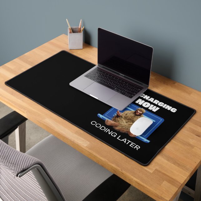 Funny Bigfoot Programmer Recharging Coding Later Desk Mat (Office 2)