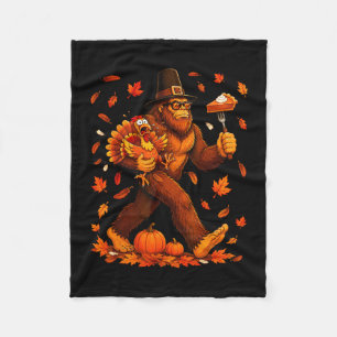 Funny bigfoot pumpkin pie thanksgiving sasquatch fleece blanket