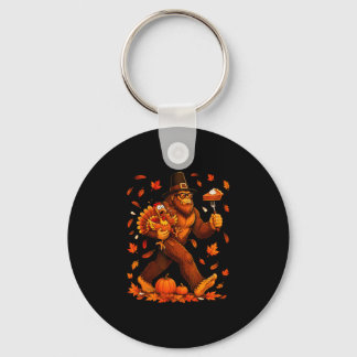 Funny bigfoot pumpkin pie thanksgiving sasquatch key ring