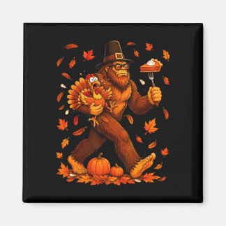 Funny bigfoot pumpkin pie thanksgiving sasquatch magnet