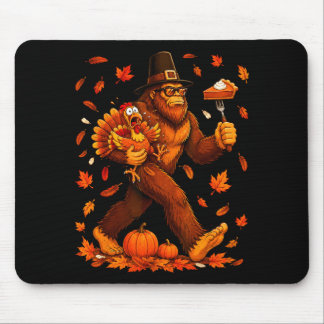 Funny bigfoot pumpkin pie thanksgiving sasquatch mouse mat