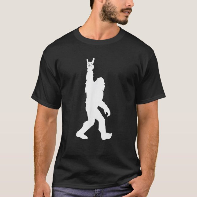 Funny Bigfoot Rock and Roll Tshirt for Sasquatch B (Front)