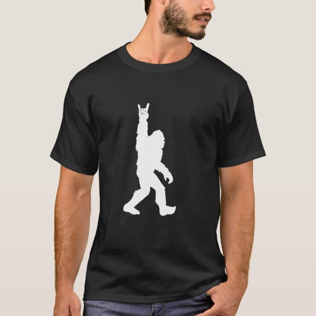 Funny Bigfoot Rock and Roll Tshirt for Sasquatch B (Front)