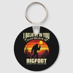 Funny Bigfoot Rock Believe Sunset Sasquatch Camp Key Ring