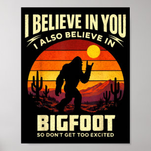 Funny Bigfoot Rock Believe Sunset Sasquatch Camp Poster