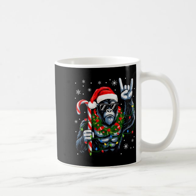Funny Bigfoot Rock On Pajamas Pjs Christmas Xmas M Coffee Mug (Right)