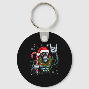 Funny Bigfoot Rock On Pajamas Pjs Christmas Xmas M Key Ring