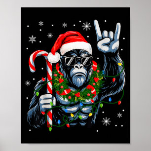 Funny Bigfoot Rock On Pajamas Pjs Christmas Xmas M Poster