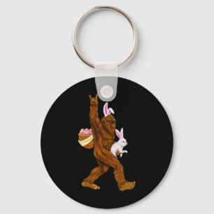 Funny Bigfoot Rock On Rabbit Easter Men Boy Kid  Key Ring