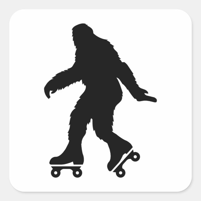 Funny Bigfoot Roller Skating Square Sticker (Front)