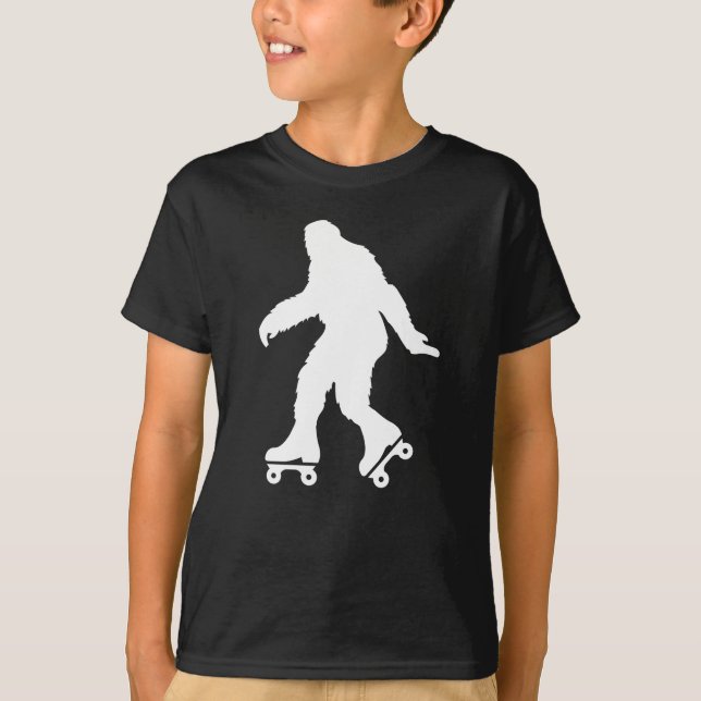 Funny Bigfoot Roller Skating  T-Shirt (Front)