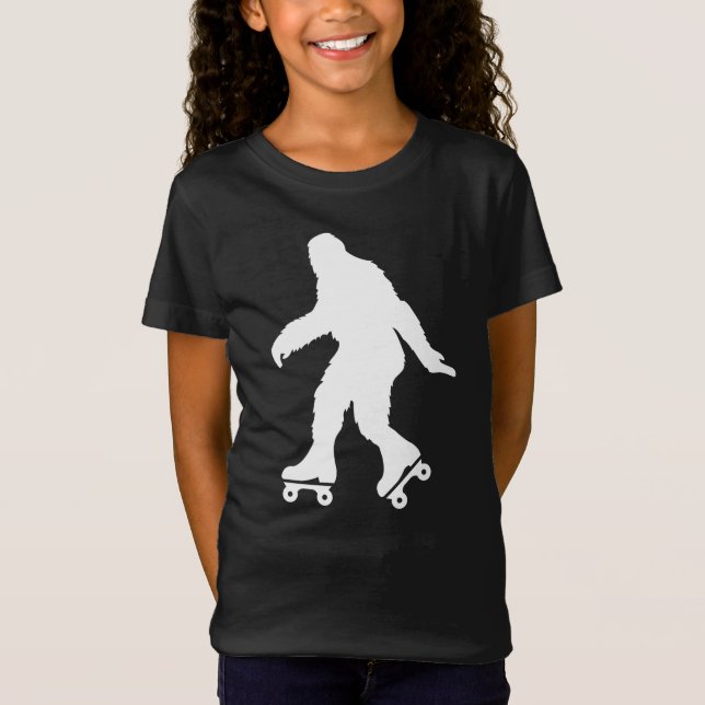 Funny Bigfoot Roller Skating  T-Shirt (Front)
