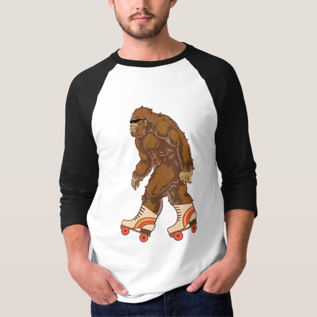 Funny Bigfoot Roller Skating T-Shirt (Front)