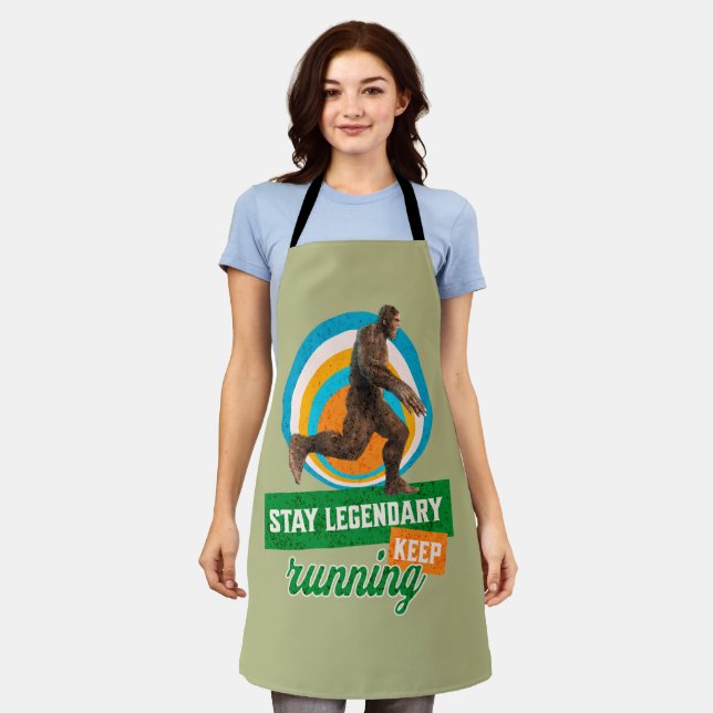 Funny Bigfoot Running Motivation Apron (Worn)