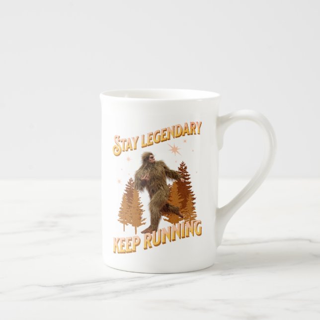 Funny Bigfoot Running Motivation Bone China Mug (Right)