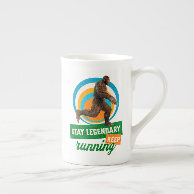 Funny Bigfoot Running Motivation Bone China Mug (Right)
